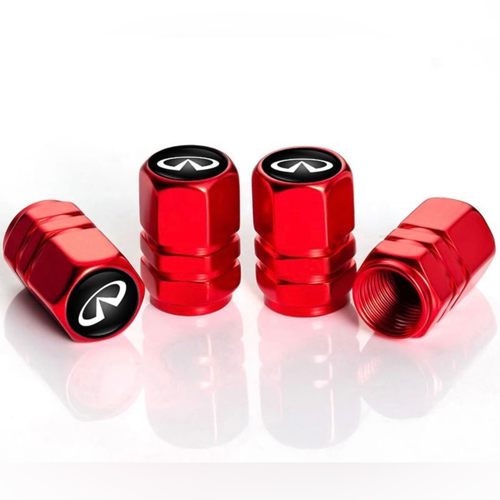 NWT 4 Pcs red infiniti Car Wheel Tire Valve Stem Cover